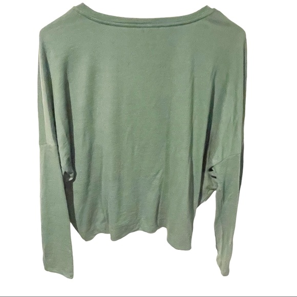 Anthropologie Size Small Green V Neck Slub Long Sleeve Top - Picture 5 of 5